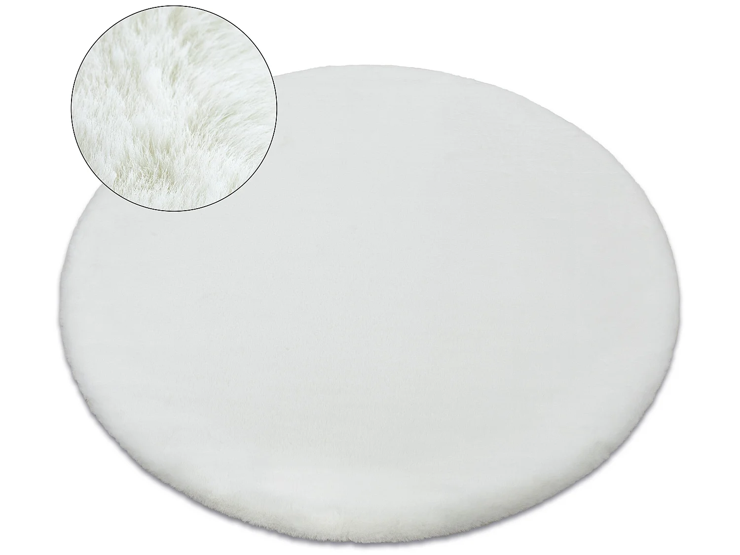 Teppich BUNNY Kreis weiß IMITATION VON KANINCHENPELZ cercle 120 cm