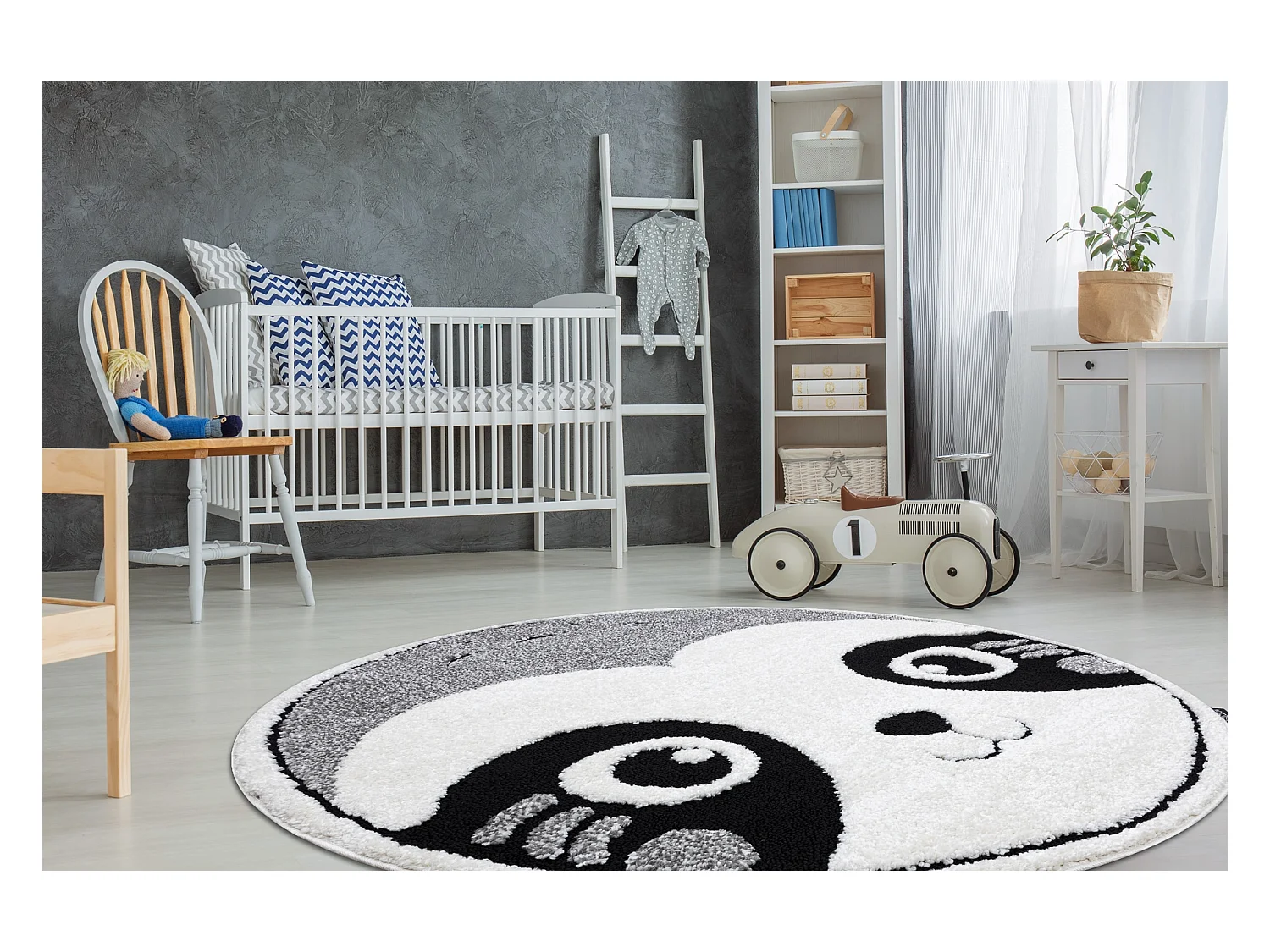 Kindertapijt JOY Rond , Panda beertje, voor kinderen - Structureel, tw cercle 140 cm
