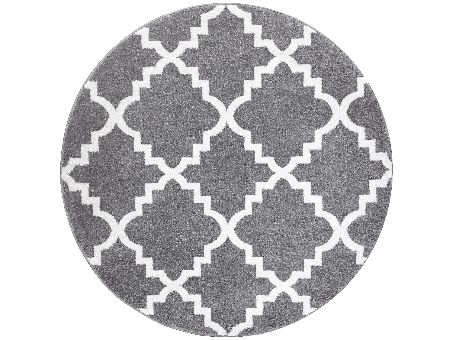 Tapis SKETCH cercle - F343 gris et blanc trèfle marocain trellis cercle 140 cm