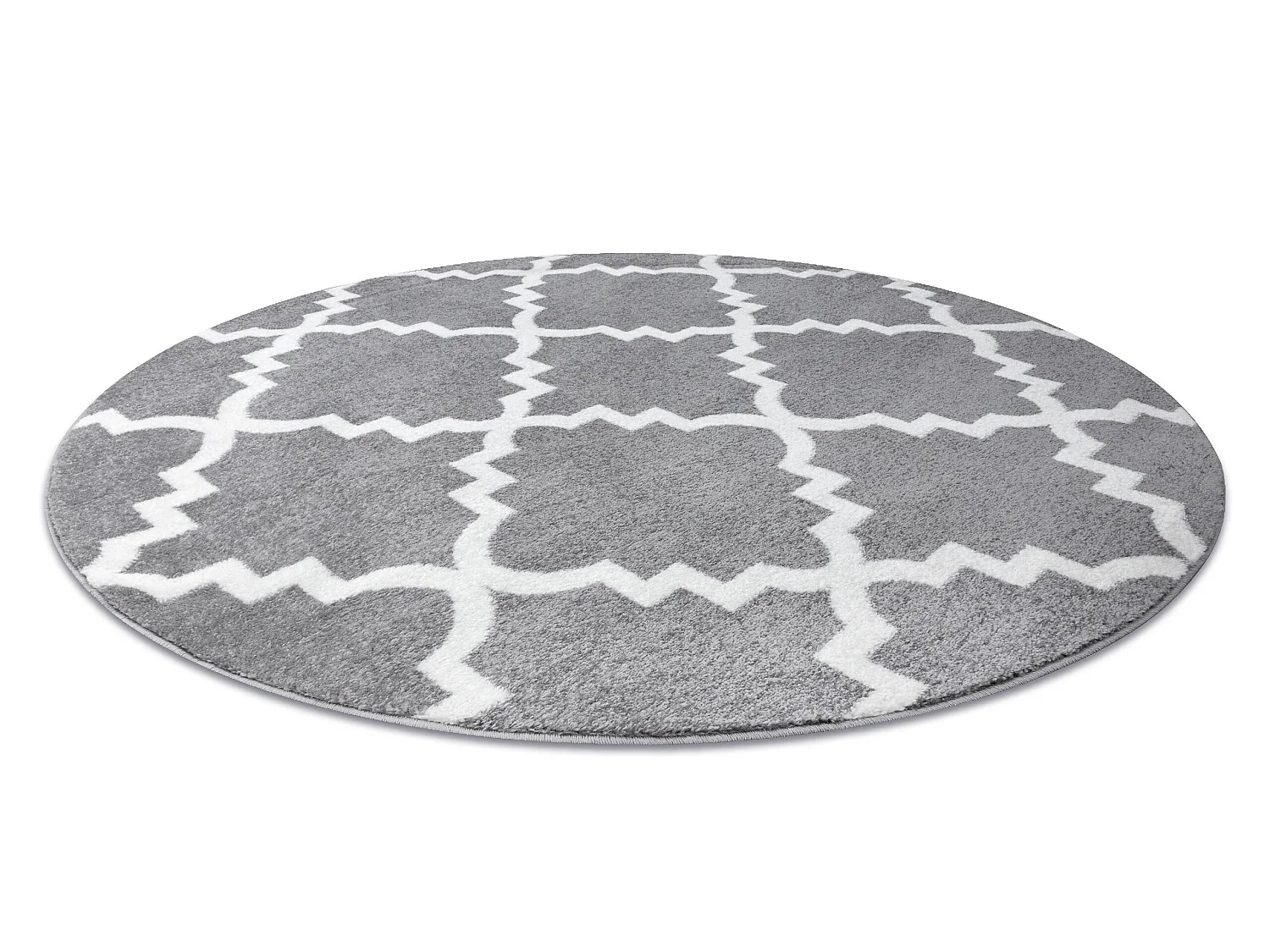 Tapis SKETCH cercle - F343 gris et blanc trèfle marocain trellis cercle 140 cm
