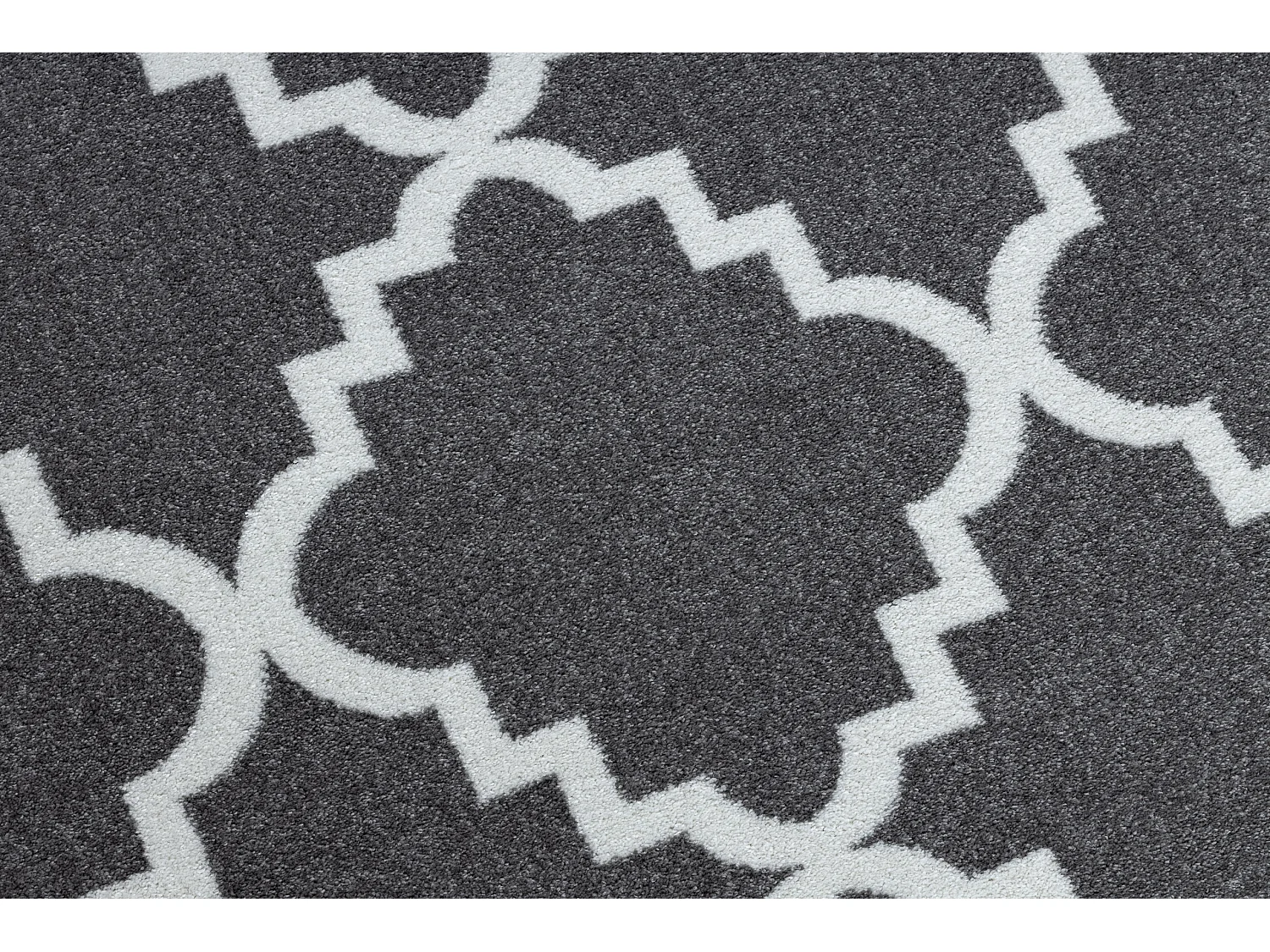 Tapis SKETCH cercle - F343 gris et blanc trèfle marocain trellis cercle 140 cm