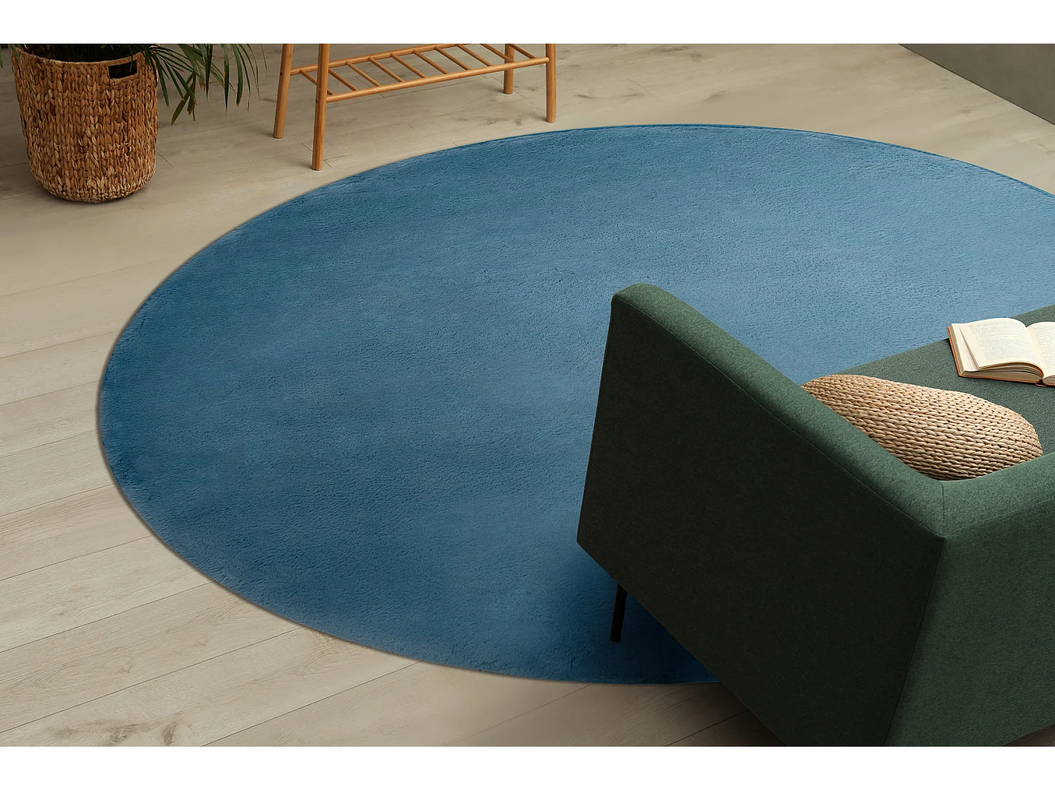 Modern wastapijt POSH cirkel shaggy, pluche, dik anti-slip blauw  cercle 80 cm