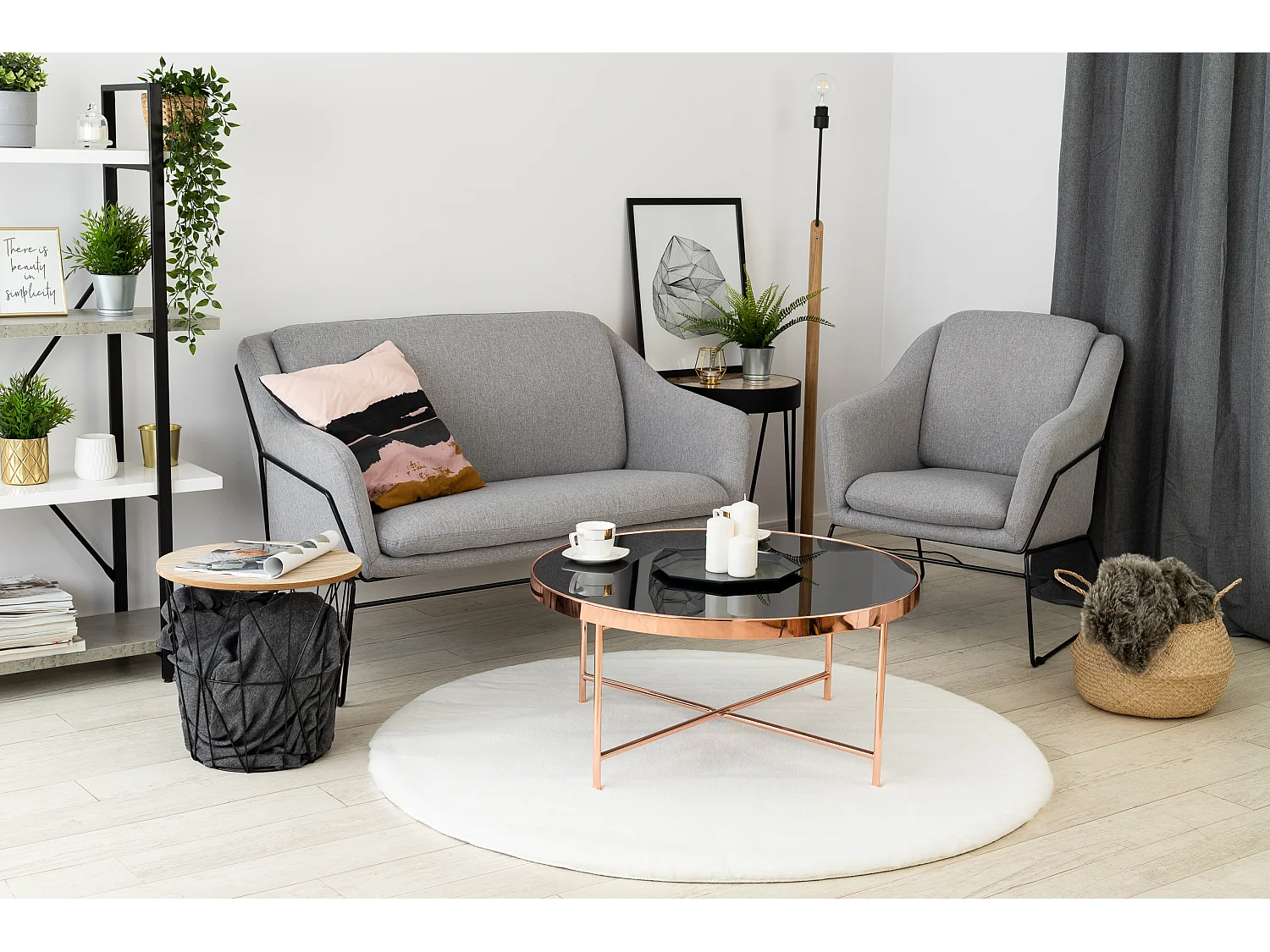 Tapijt BUNNY ROND wit IMITATIE konijnenvacht cercle 80 cm