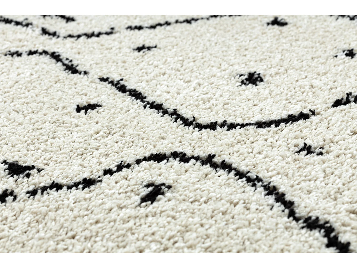 Tapis BERBER TETUAN B751 cercle zigzag crème Franges berbère marocai cercle 120 cm