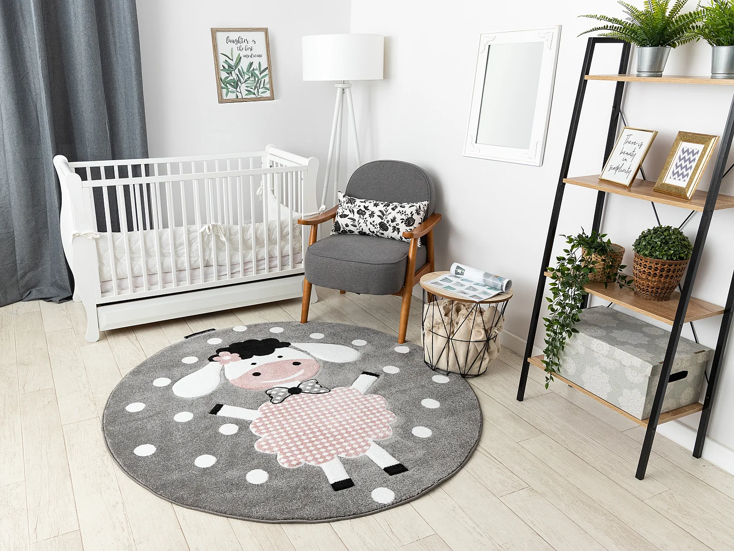 Kinderteppich PETIT DOLLY Schaf Kreis grau cercle 140 cm