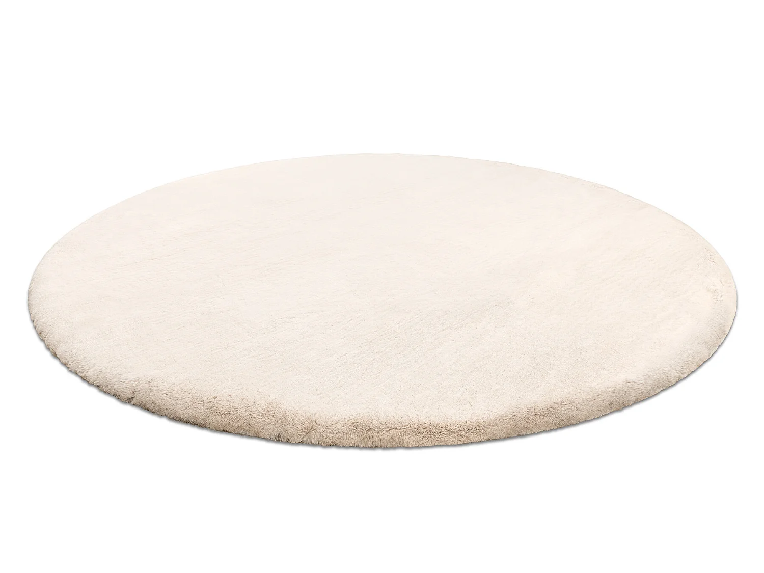 Tapis TEDDY NEW sand 52 cercle Shaggy beige très épais, en peluche cercle 160 cm