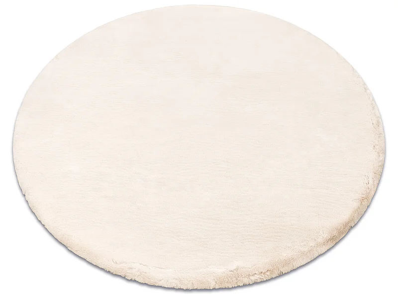 Tapis TEDDY NEW sand 52 cercle Shaggy beige très épais, en peluche cercle 160 cm