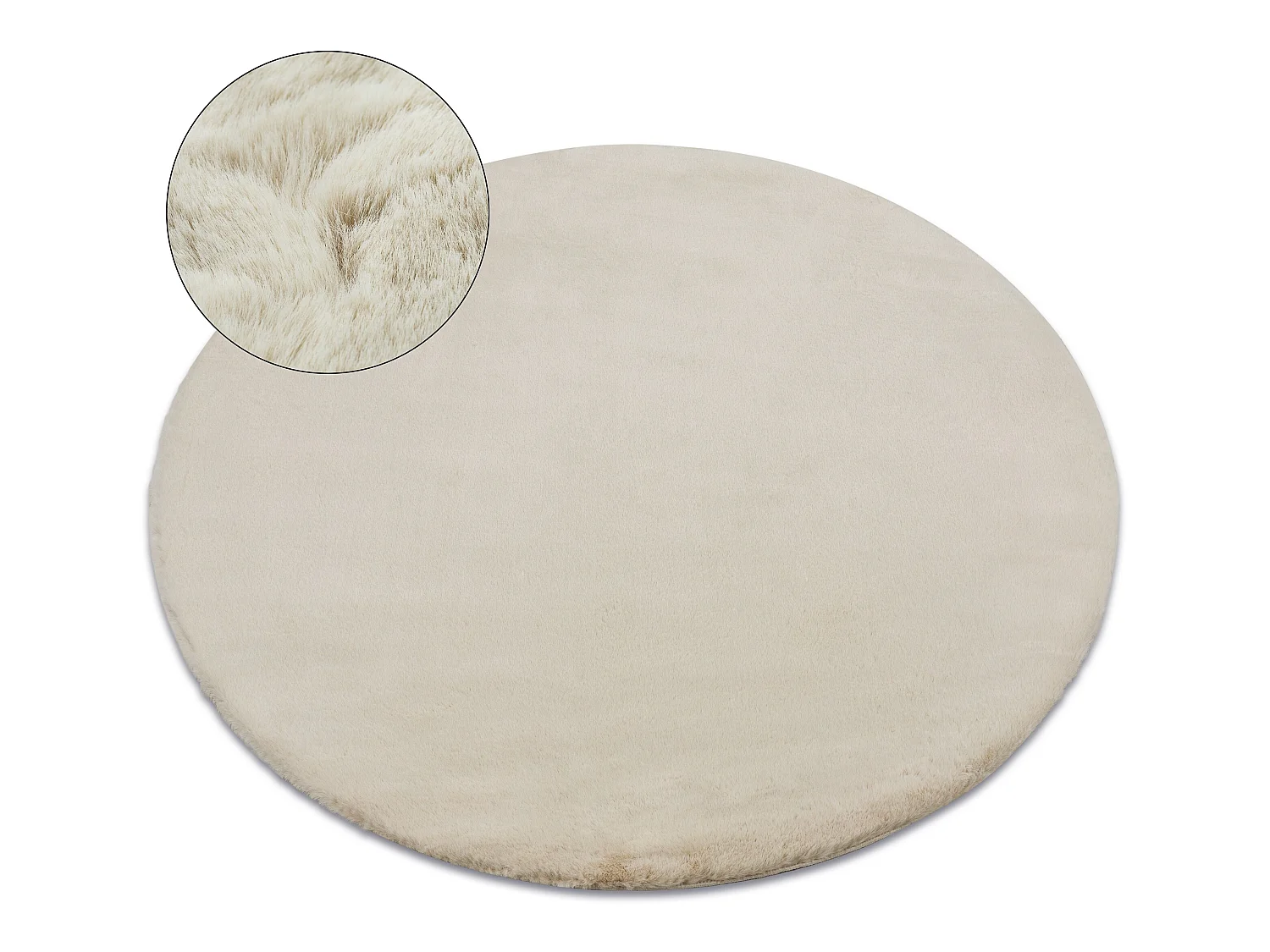 Tapis BUNNY cercle beige IMITATION DE FOURRURE DE LAPIN cercle 80 cm