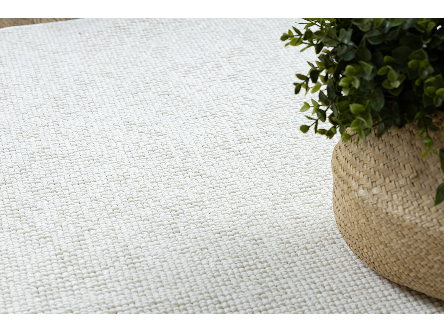 Tapis CASABLANCA PLUS cercle crème Uni, bouclé cercle 150 cm