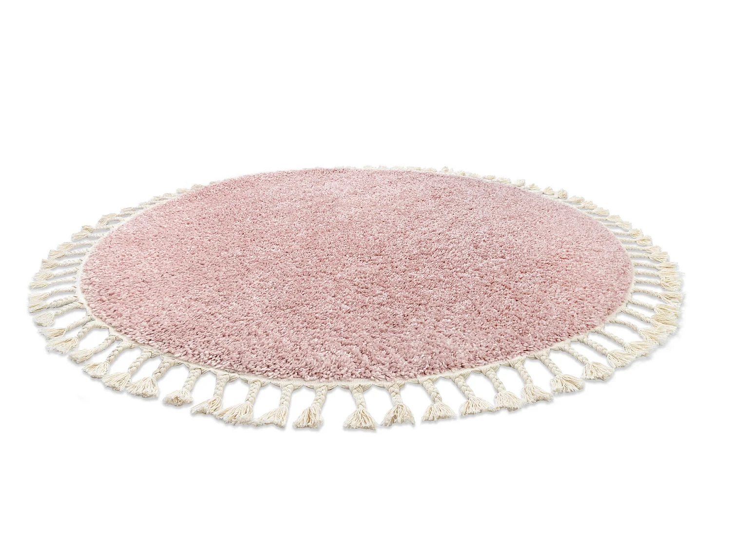 Alfombra BERBER 9000 circulo rosado Franjas Bereber Marroquí Shaggy cercle 160 cm