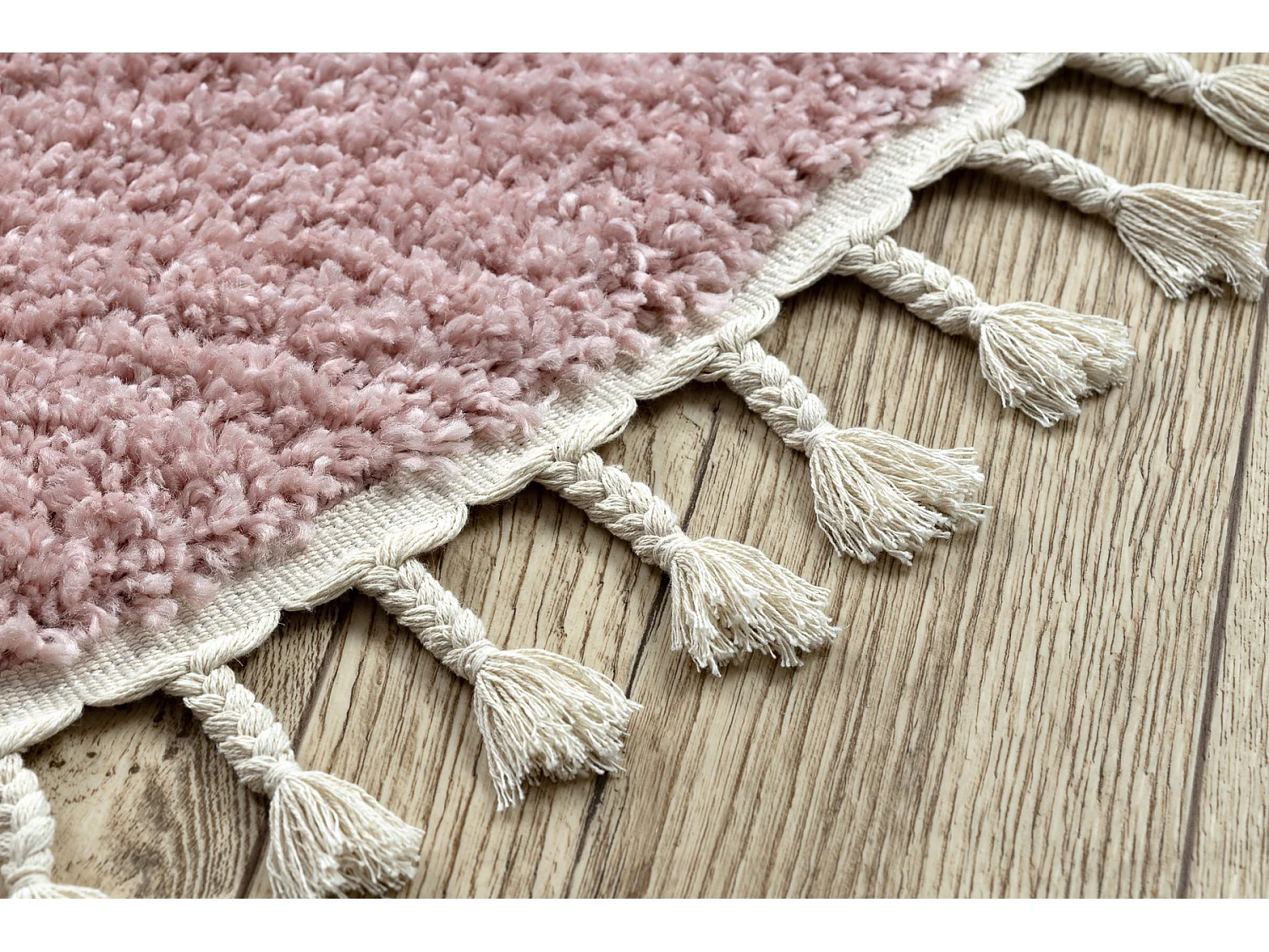 Alfombra BERBER 9000 circulo rosado Franjas Bereber Marroquí Shaggy cercle 160 cm