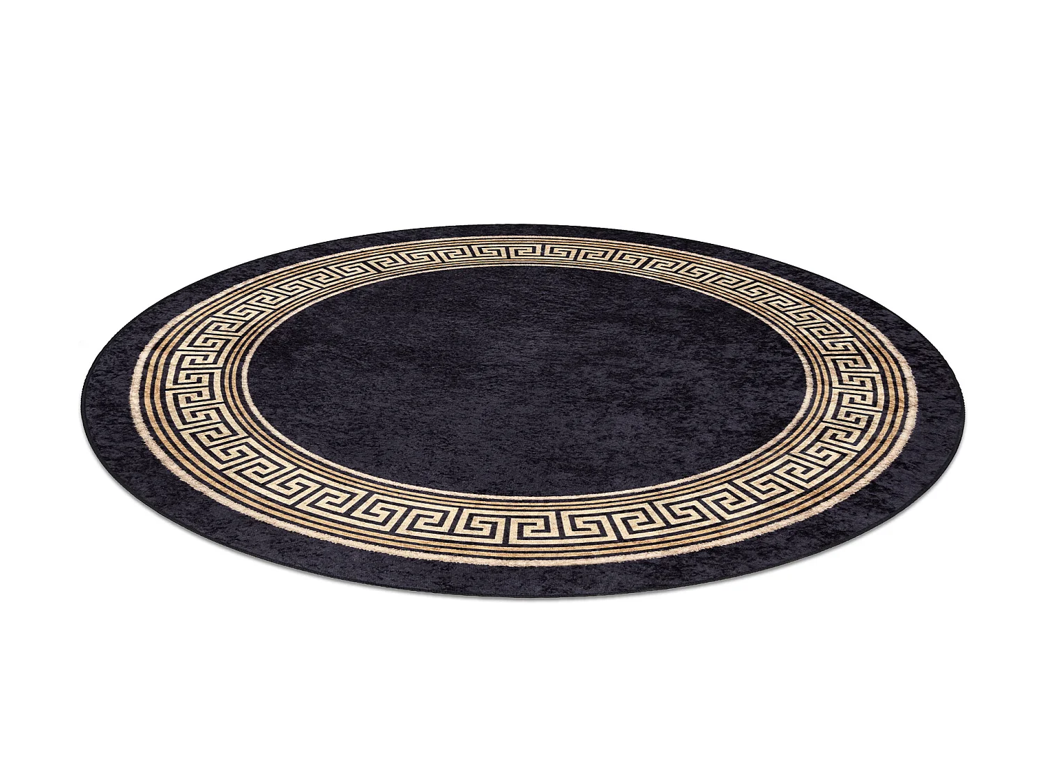 MIRO 51360.802 Kreis Waschteppich Griechisch Anti-Rutsch - schwarz / g cercle 160 cm