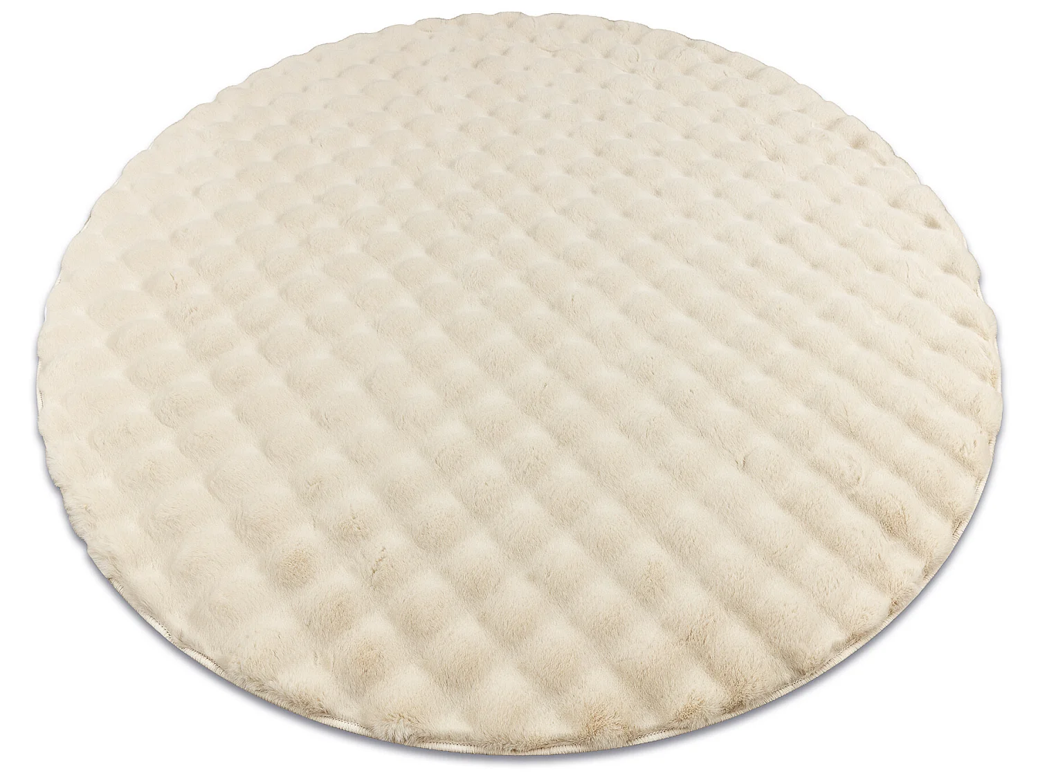 Tapis BUBBLE cercle ivoire 12 IMITATION DE FOURRURE DE LAPIN 3D struct cercle 80 cm