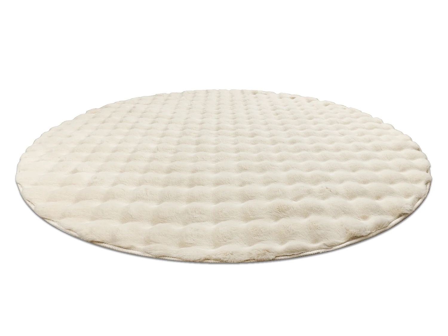 Tappeto BUBBLE cerchio avorio 12 IMITAZIONE PELLICCIA DI CONIGLIO 3D s cercle 80 cm