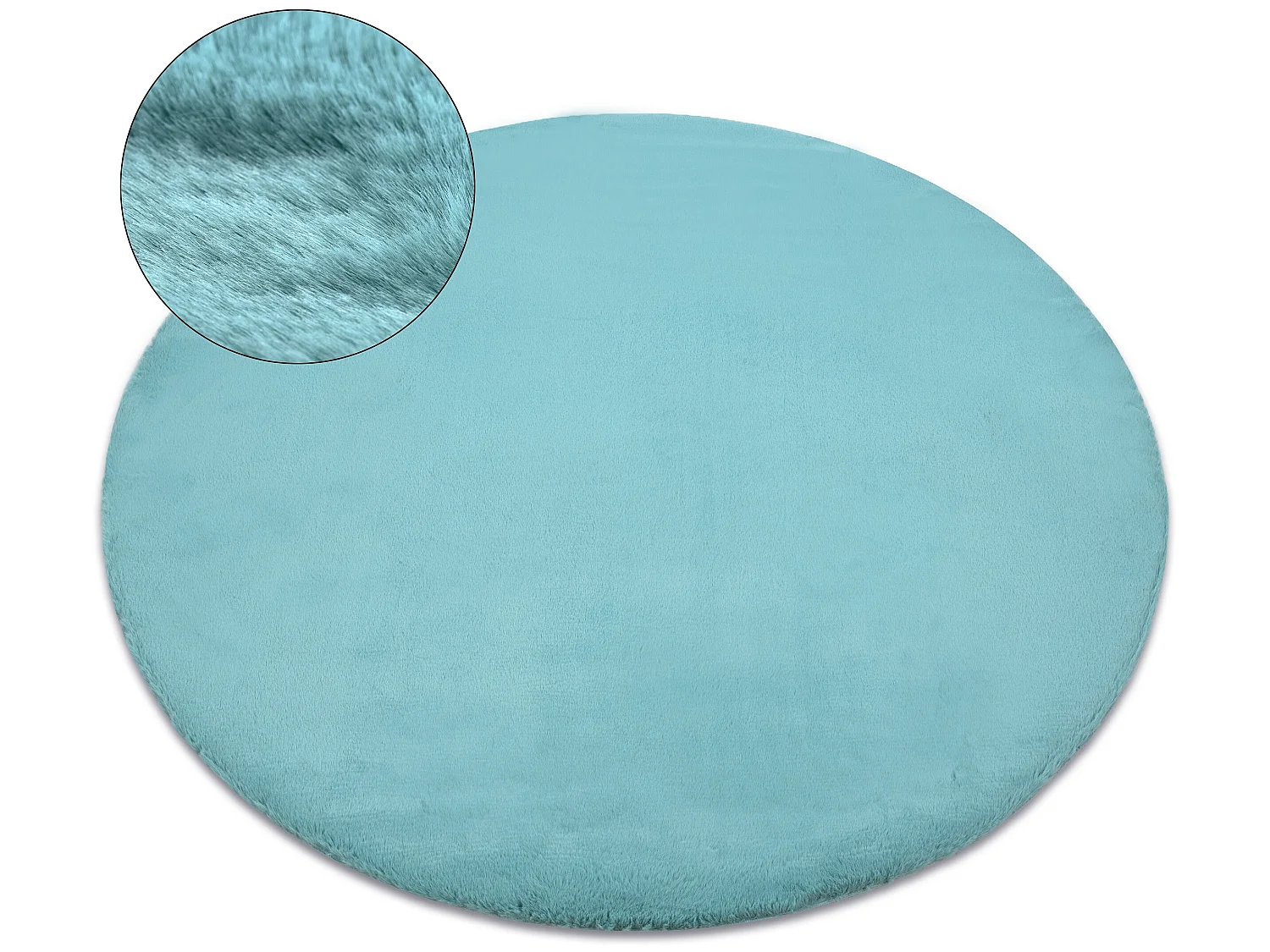 Tapijt BUNNY ROND aqua blauw IMITATIE konijnenvacht cercle 140 cm
