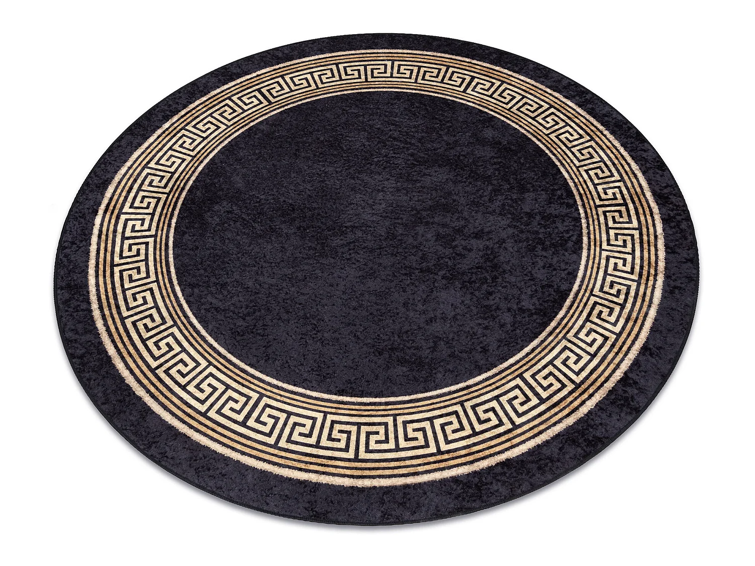 Tapis lavable MIRO 51360.802 cercle Grec antidérapant - noir / or cercle 120 cm
