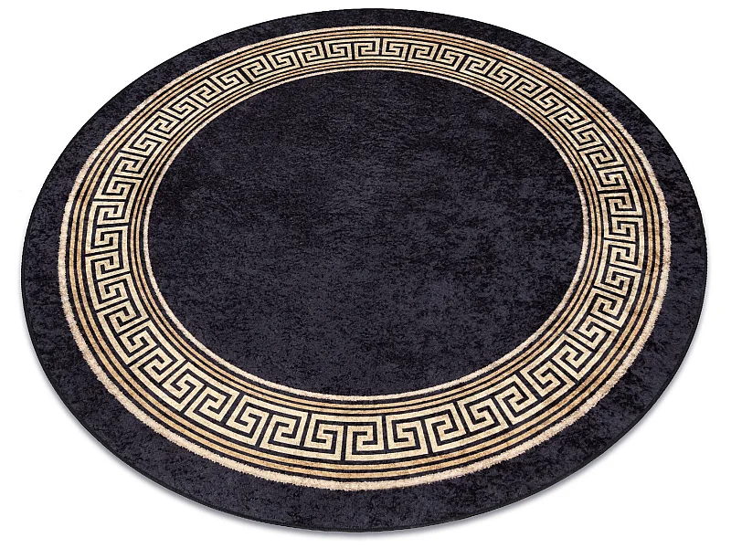 MIRO 51360.802 Kreis Waschteppich Griechisch Anti-Rutsch - schwarz / g cercle 120 cm
