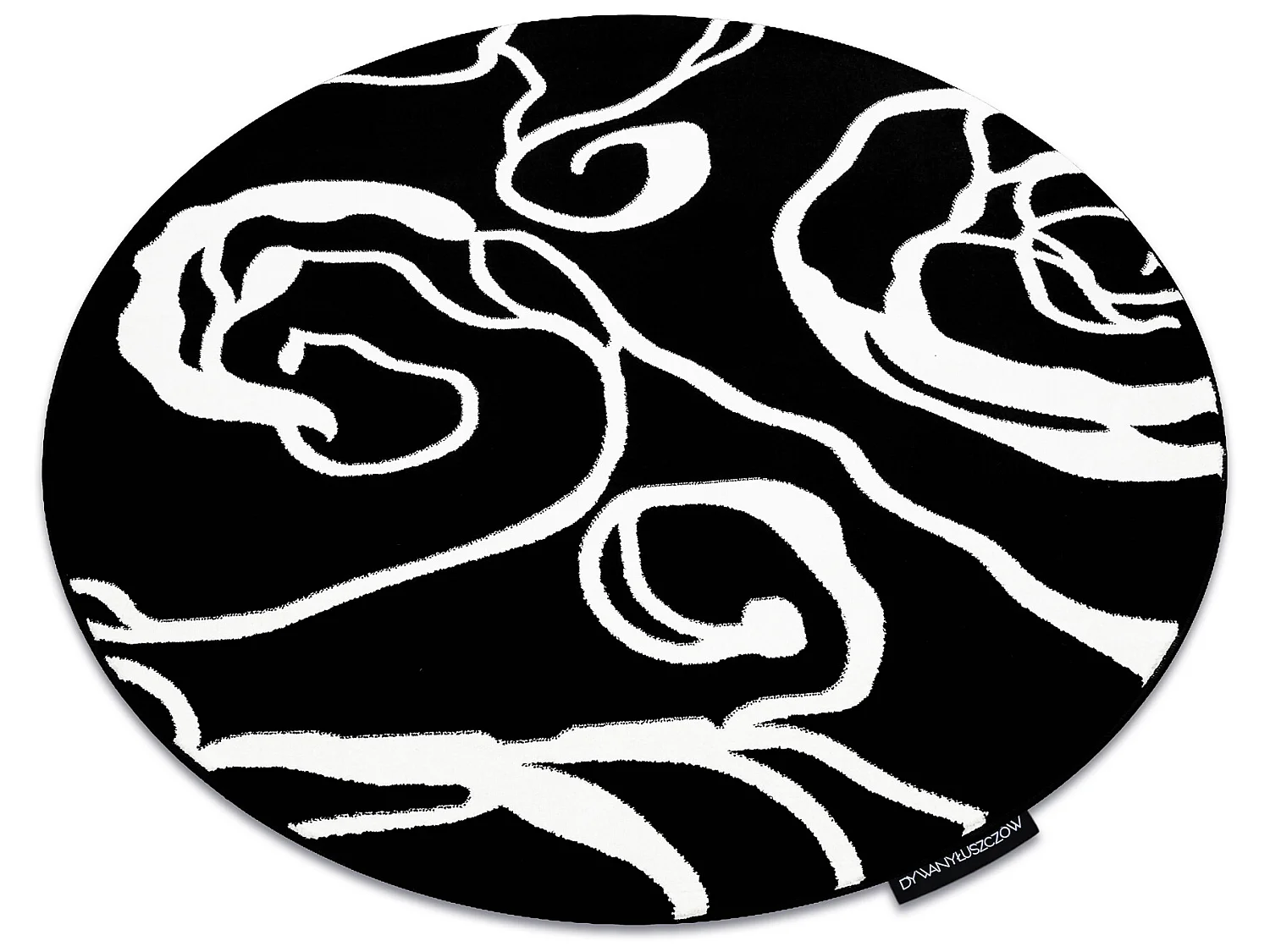 Tapijt HAMPTON Rosa rond roos, bloemen zwart cercle 140 cm