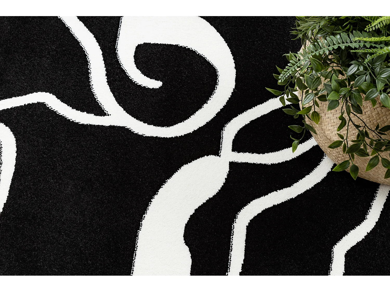 Tapijt HAMPTON Rosa rond roos, bloemen zwart cercle 140 cm