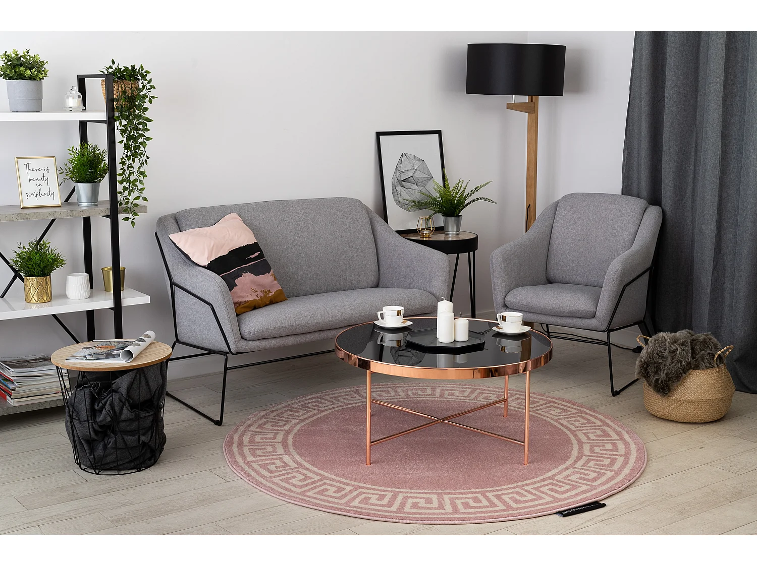 Tapis HAMPTON Grecos cercle rouge cercle 120 cm