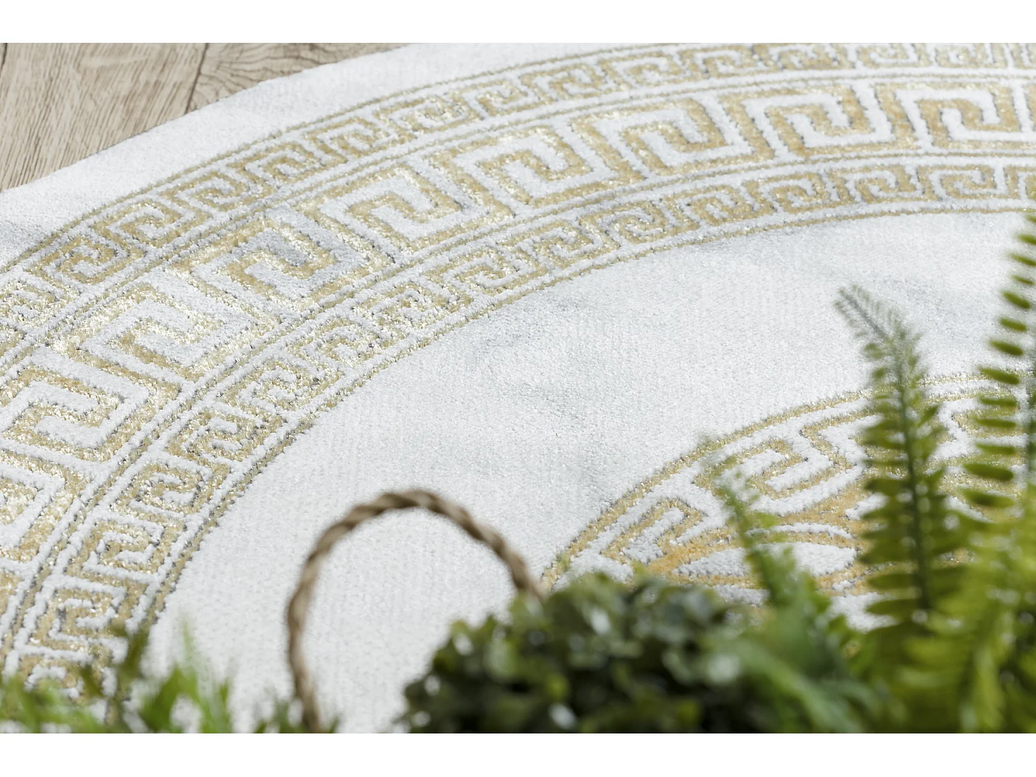 Tapis EMERALD exclusif 1011 cercle glamour, méduse grec cadre crème  cercle 200 cm