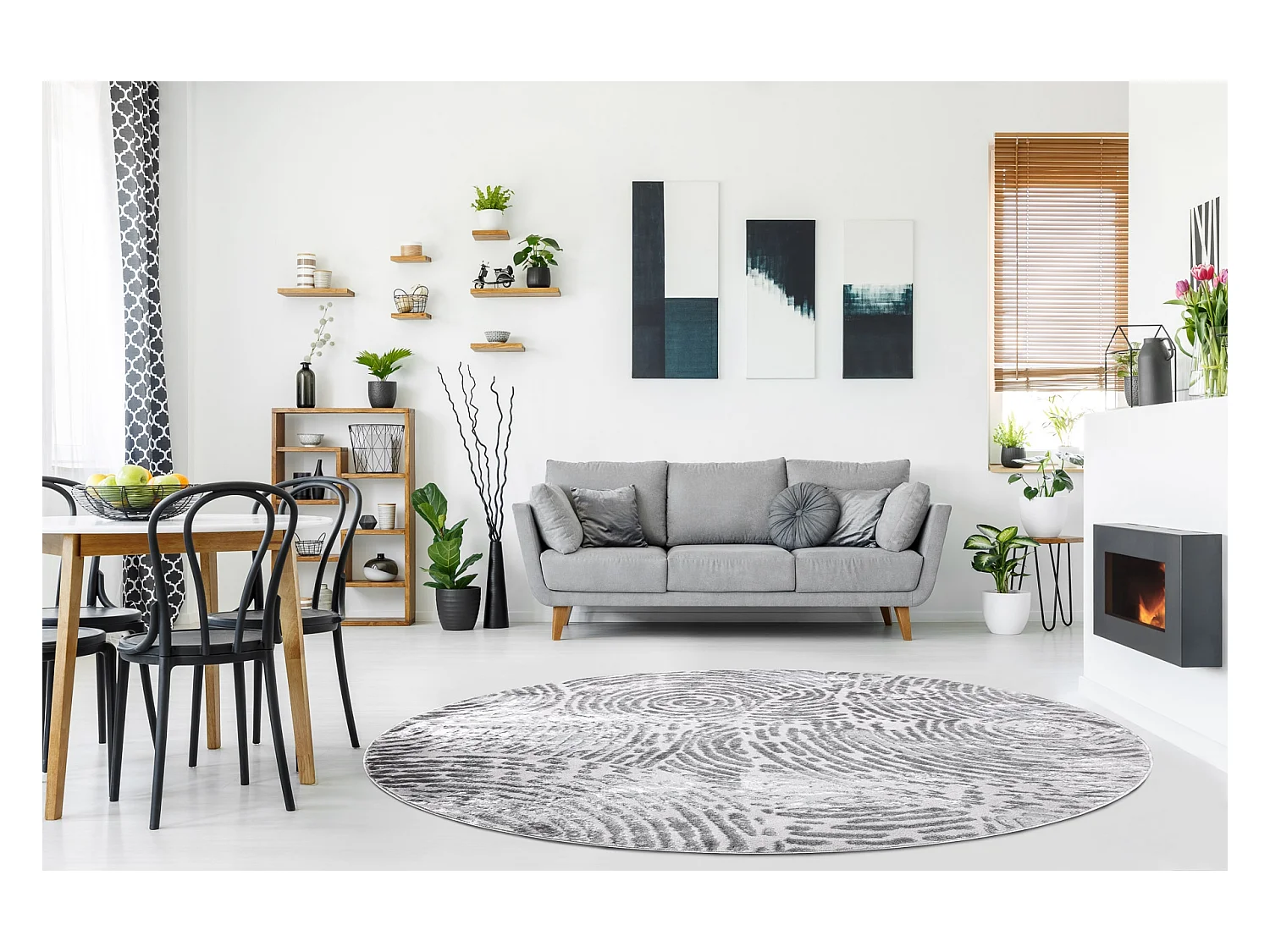 Tapijt MEFE modern Rond , 8725 stippen vingerafdruk , Structureel, twe cercle 120 cm