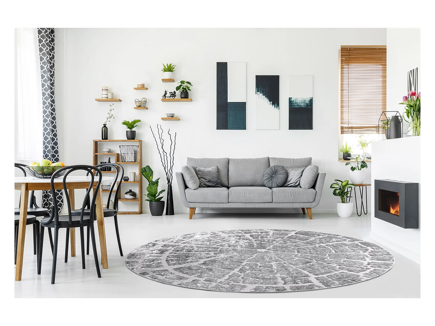 Alfombra MEFE moderna Circulo 6185 Árbol Madera - Structural dos nive cercle 200 cm