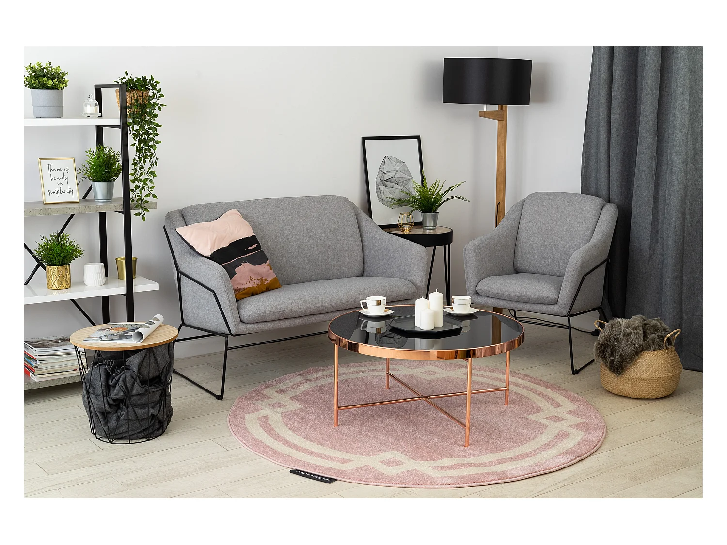 Tapijt HAMPTON Lux ROND rozekleuring cercle 140 cm