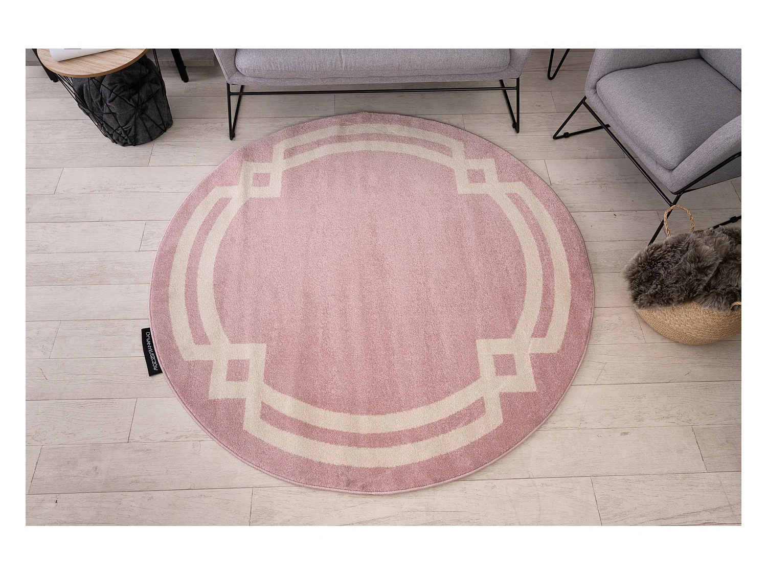 Tapijt HAMPTON Lux ROND rozekleuring cercle 140 cm