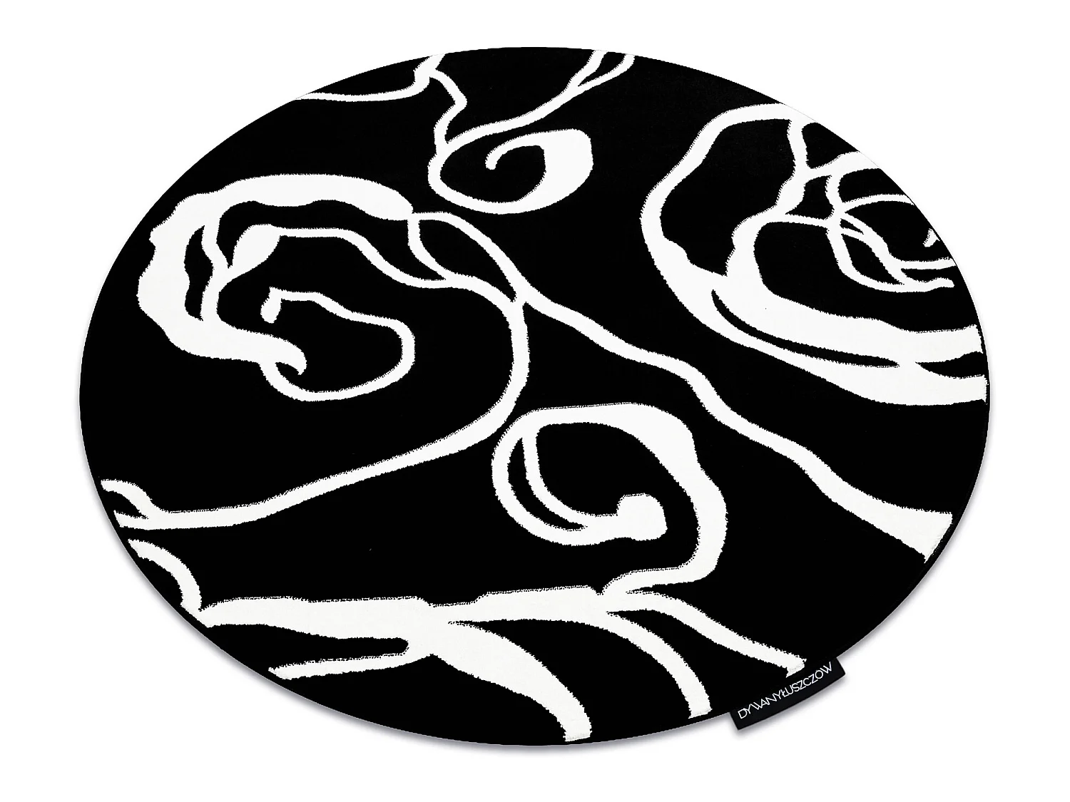 Tapijt HAMPTON Rosa rond roos, bloemen zwart cercle 160 cm