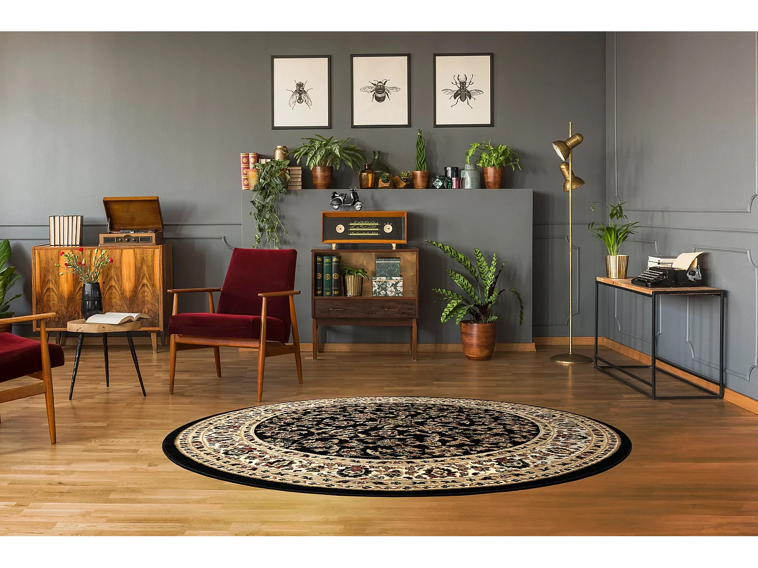 Tapijt ROYAL ADR ROND patroon 1745 zwart  cercle 200 cm