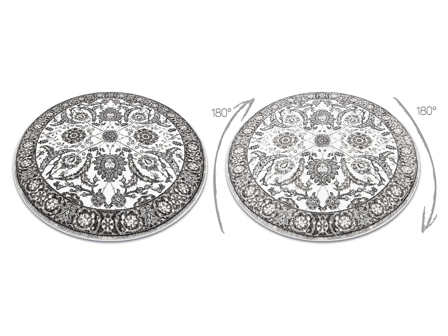 Tapijt MATEO 8037/644 rond Modern kader, bloemen - structureel grijs cercle 200 cm