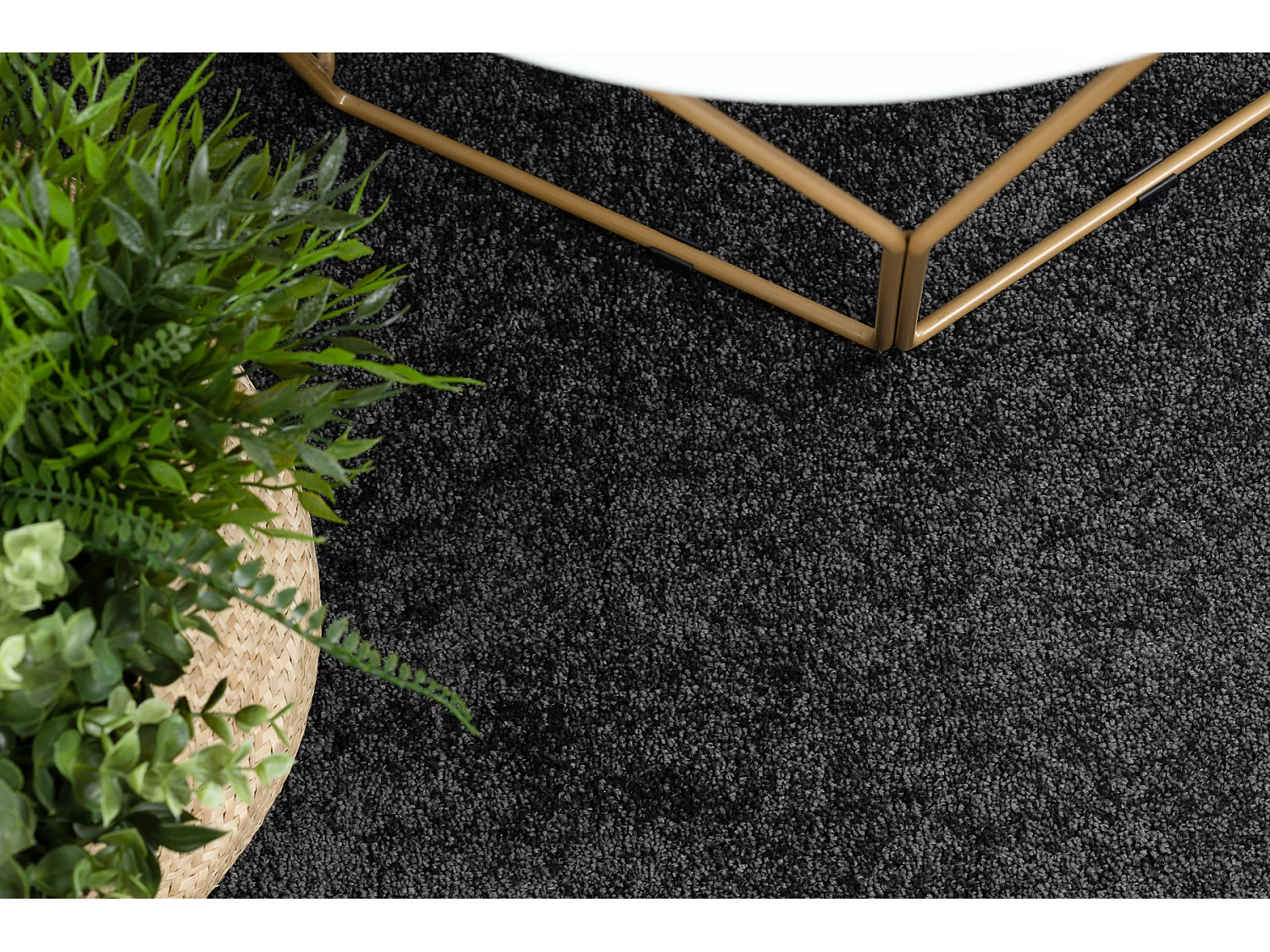 TAPIJT ROND SANTA FE zwart 98, glad , uniform, enkele kleur cercle 200 cm