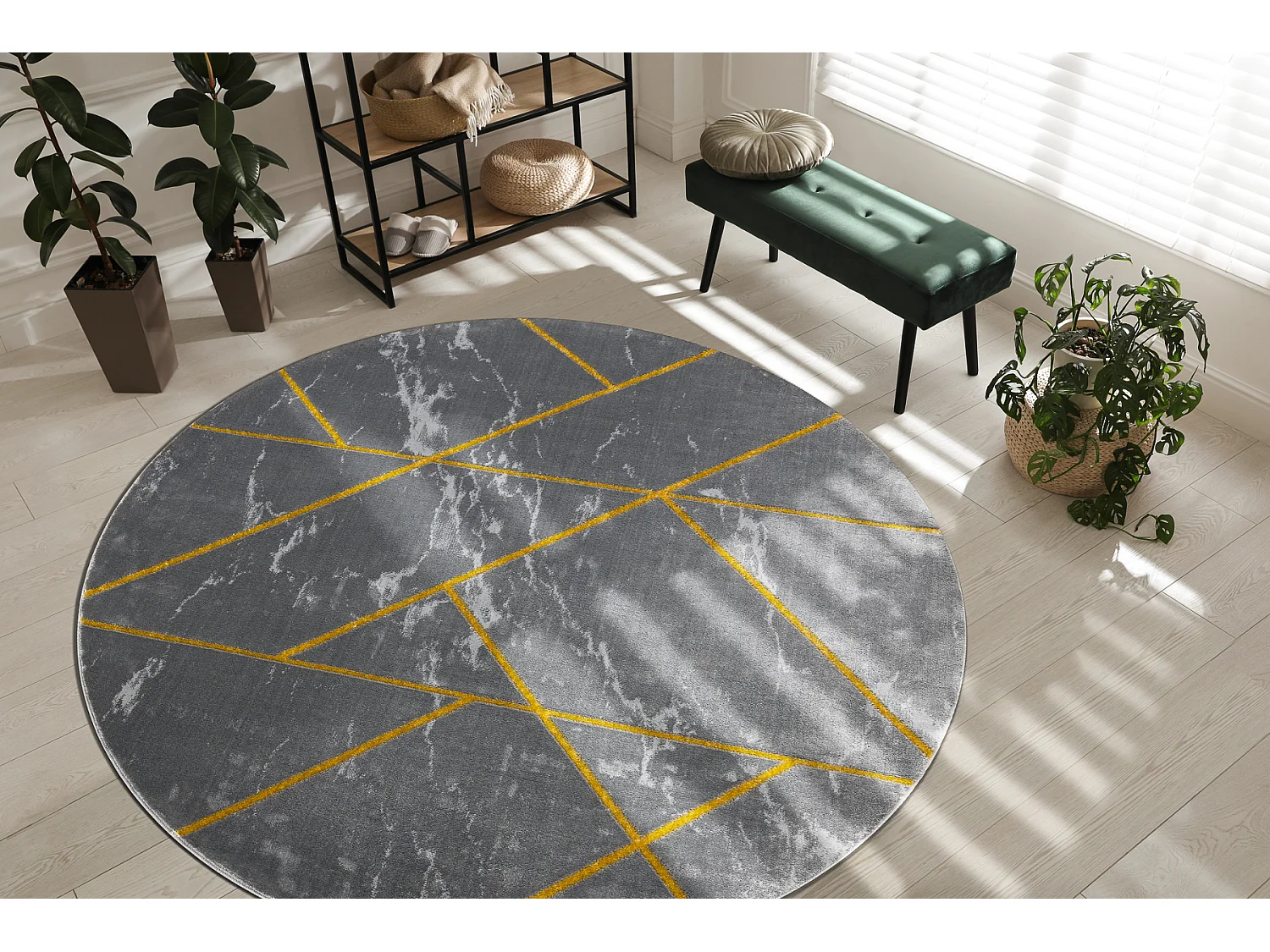 Tapijt EMERALD exclusief 1012 cirkel - glamour, stijlvol marmer, geome cercle 200 cm