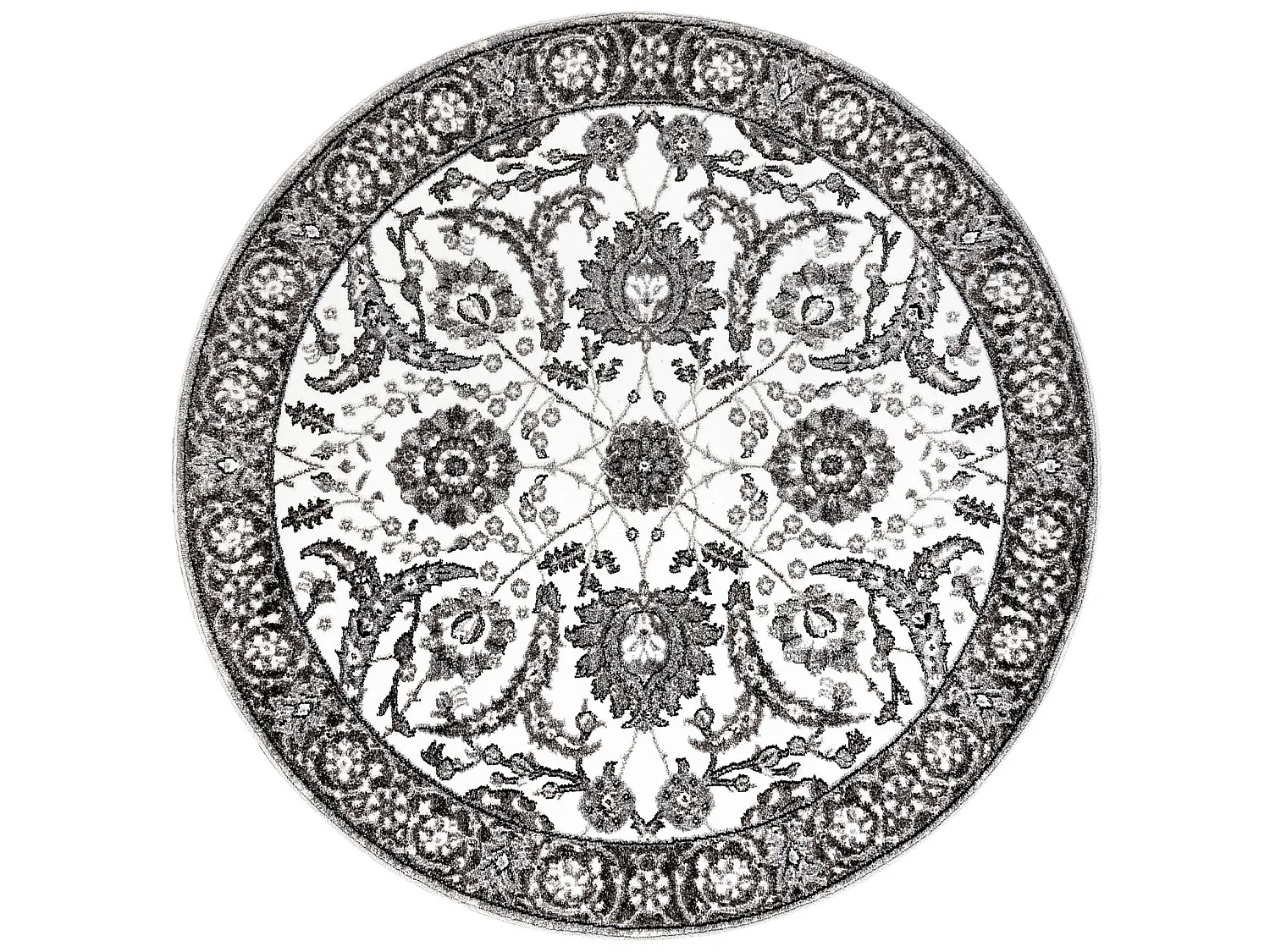 Tapijt MATEO 8037/644 rond Modern kader, bloemen - structureel grijs cercle 160 cm