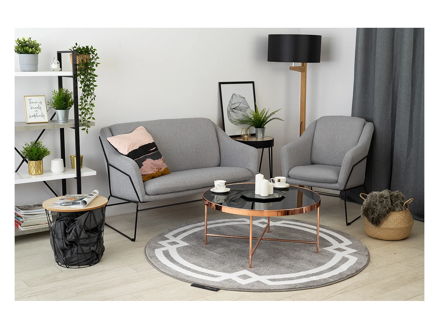 Tapis HAMPTON Lux cercle gris cercle 120 cm