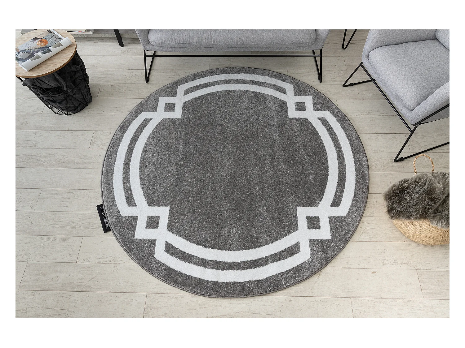 Tapis HAMPTON Lux cercle gris cercle 120 cm