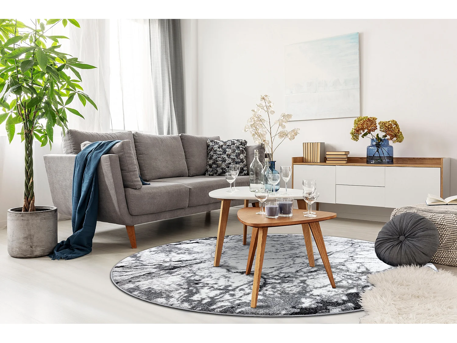 Tapijt modern COZY 8871 Rond , Marble, marmeren , - Structureel, twee  cercle 160 cm