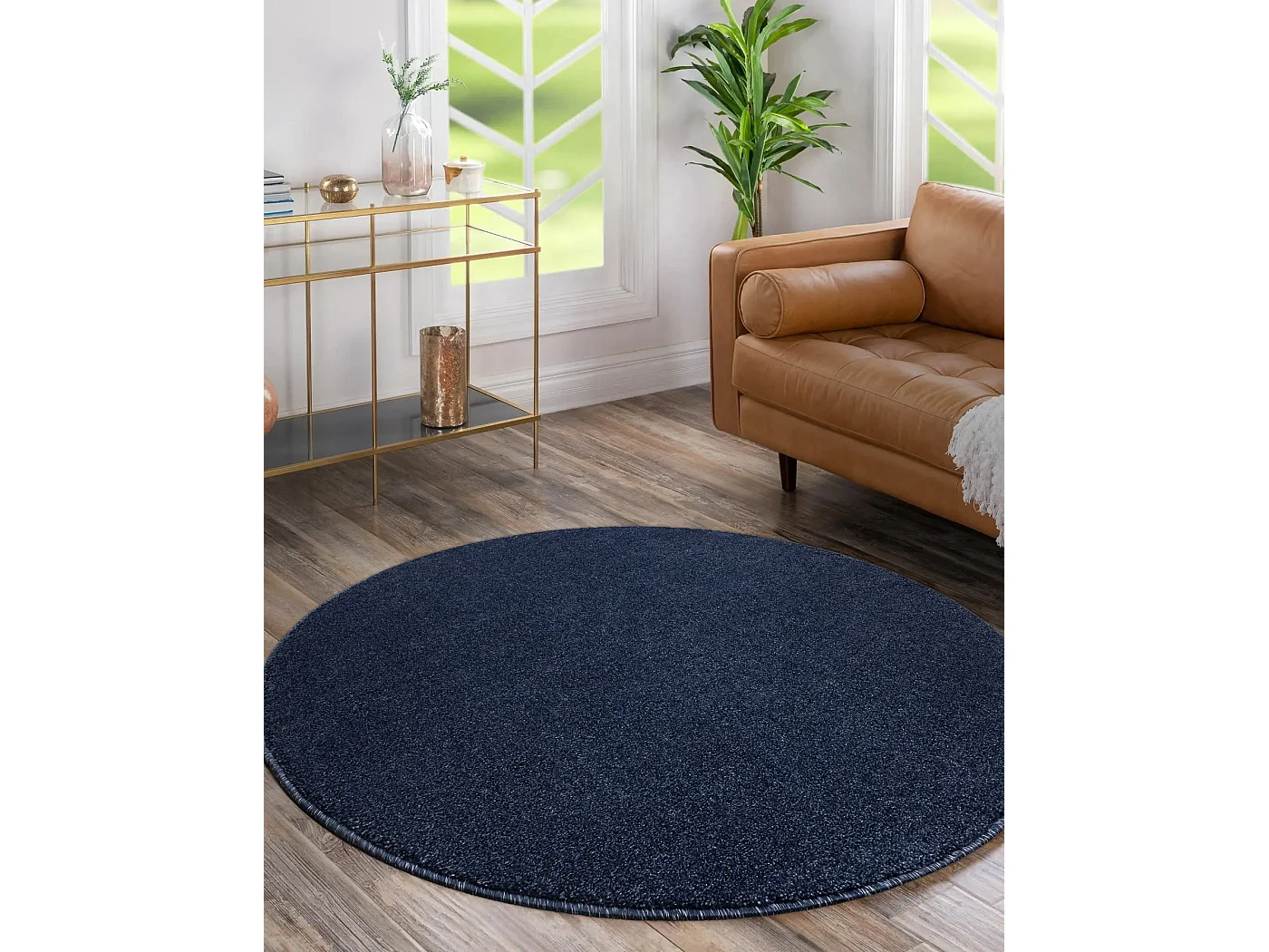 Tapijt SOFTY cirkel uniform, enkele kleur donker blauw  cercle 150 cm