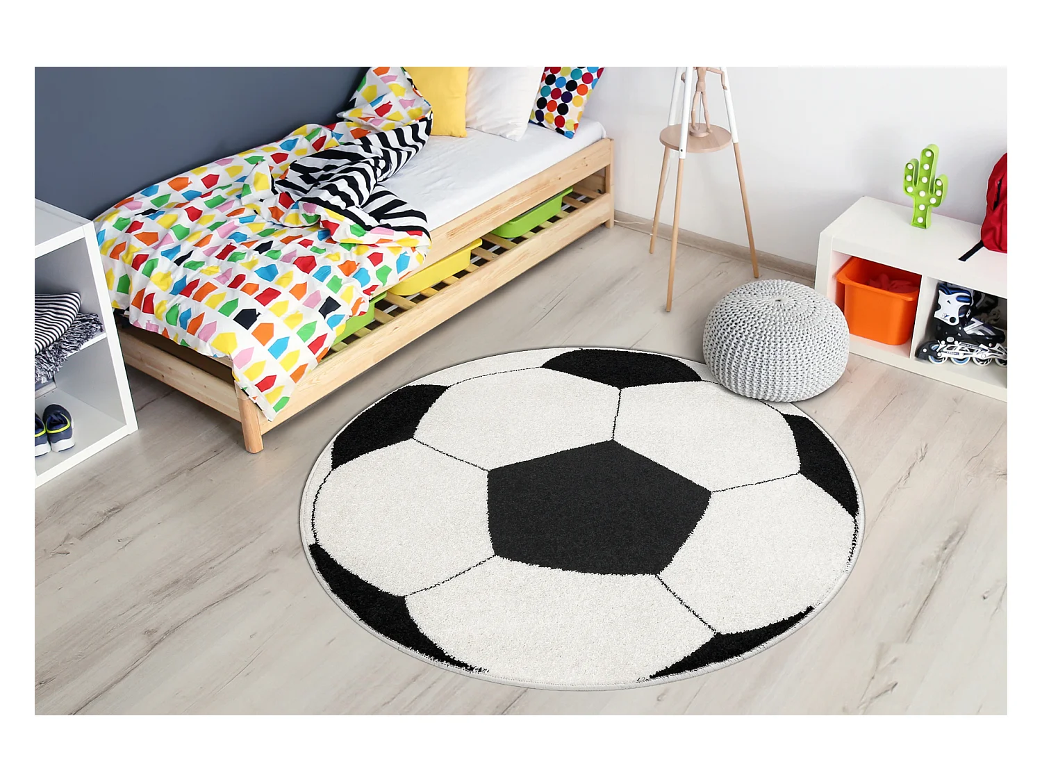 Tapijt SILVER cirkel PIŁKA voetbal zwart - wit cercle 80 cm