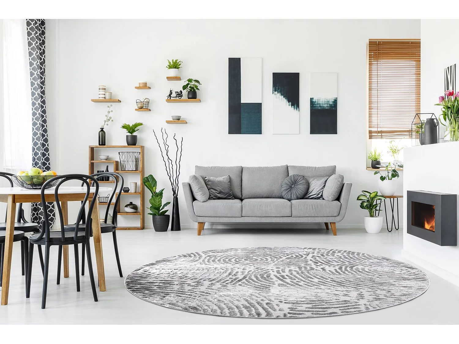 Tapijt MEFE modern Rond , 8725 stippen vingerafdruk , Structureel, twe cercle 160 cm