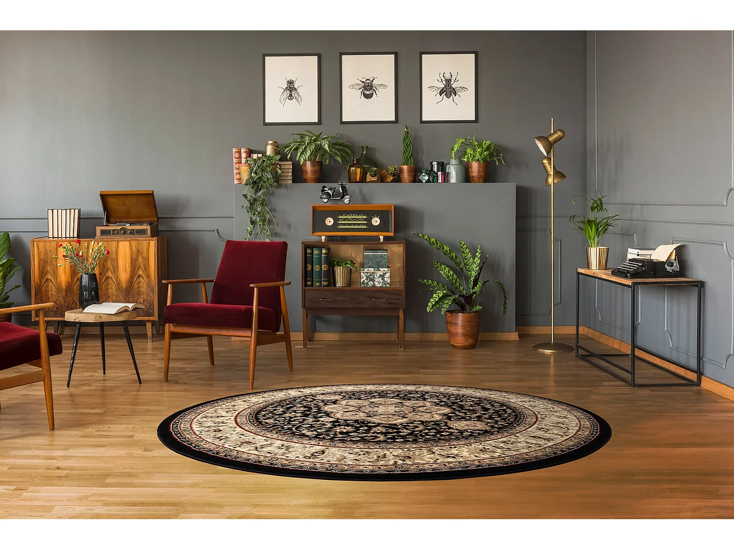 Dywan ROYAL ADR koło wzór 521 czarny  cercle 120 cm