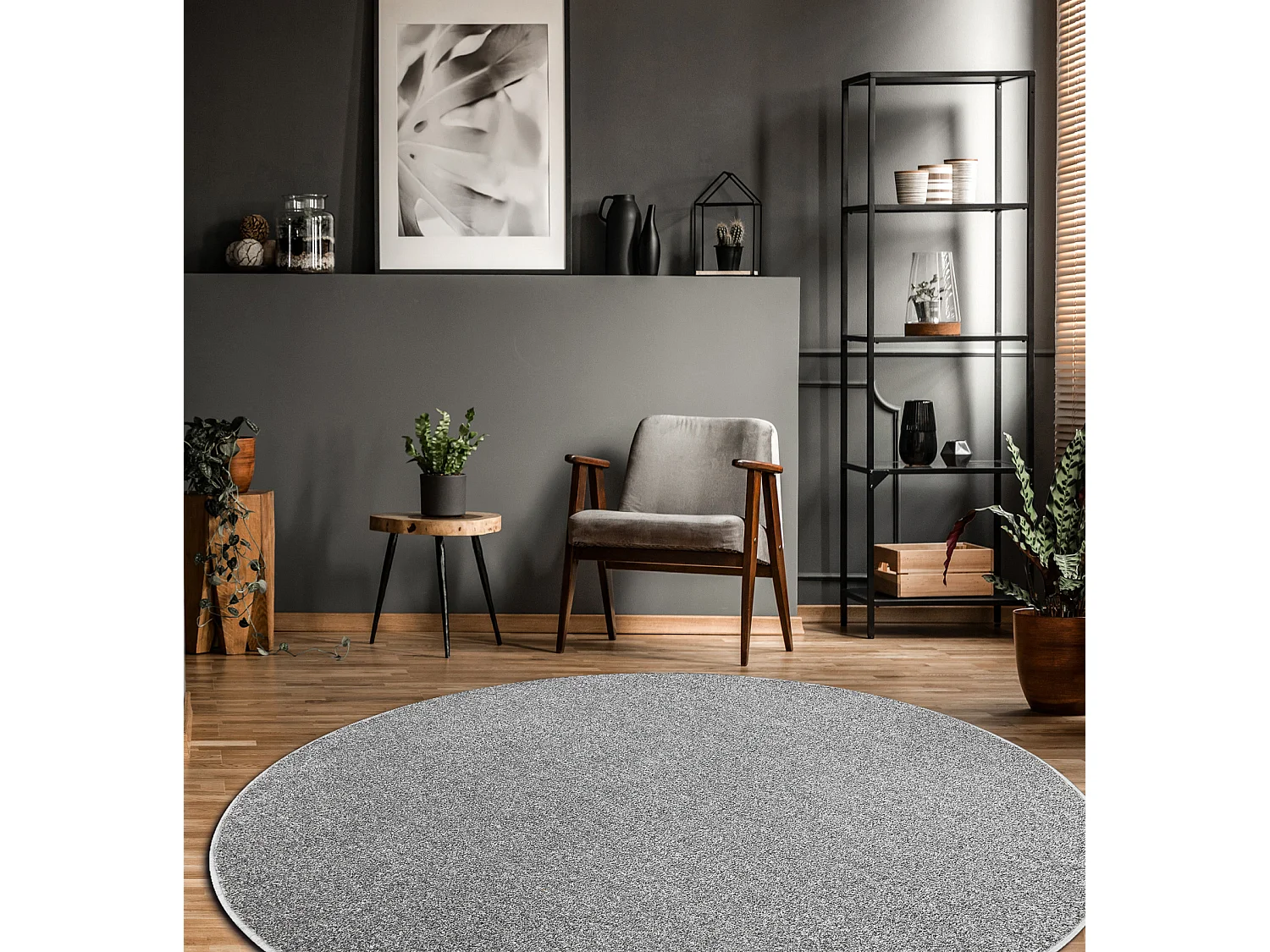 TAPIJT ROND MOORLAND grijskleuring cercle 150 cm