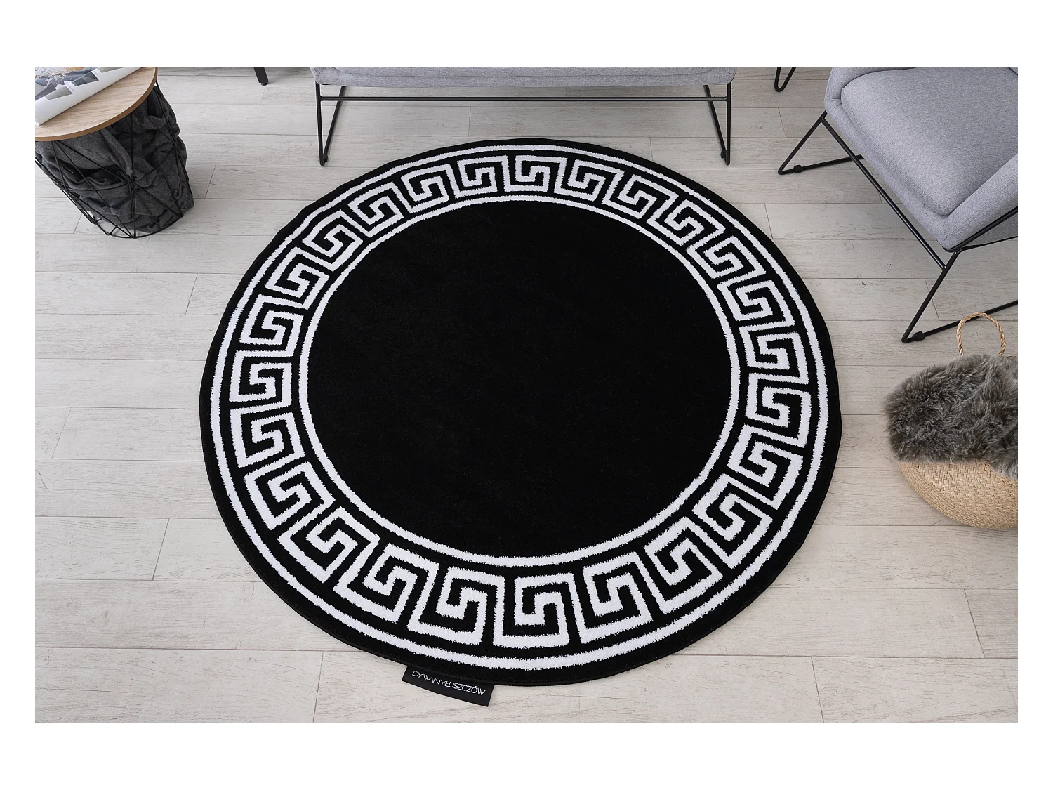 Tapijt HAMPTON Grecos ROND zwart cercle 200 cm