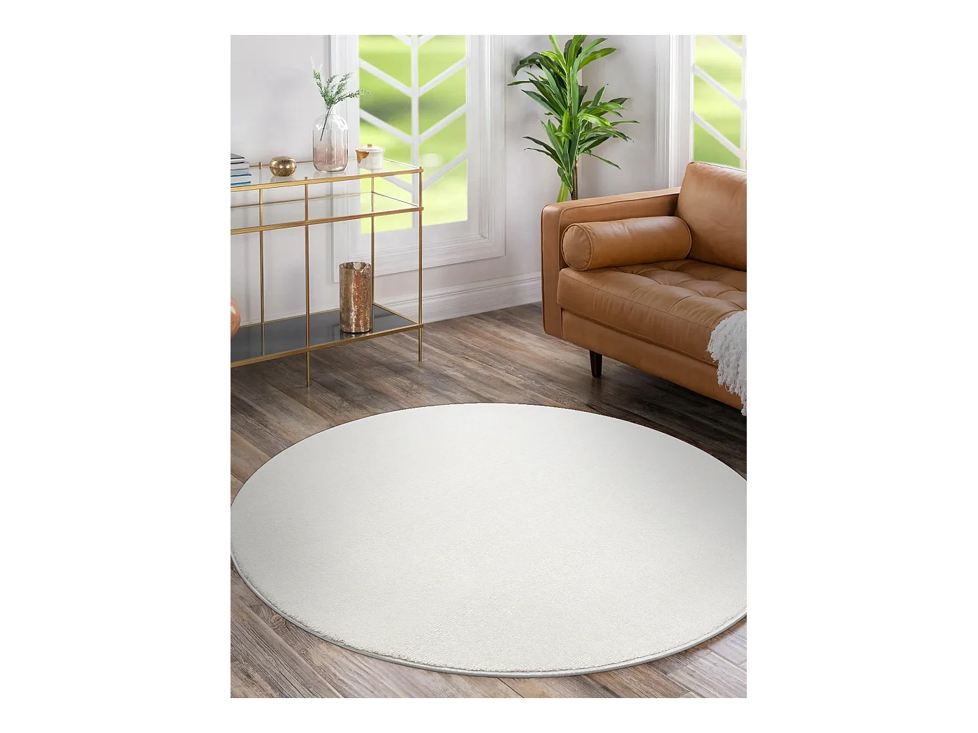 Dywan SOFTY koło Jednolity, jednokolorowy krem cercle 120 cm