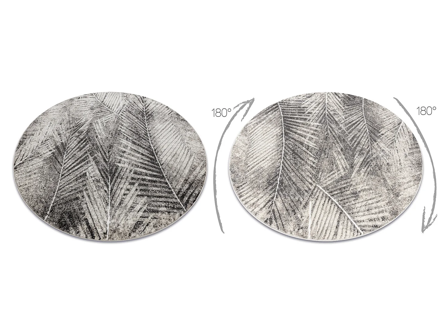 Teppich MATEO 8035/944 Kreis Modern Palmenblätter - Strukturell grau  cercle 100 cm