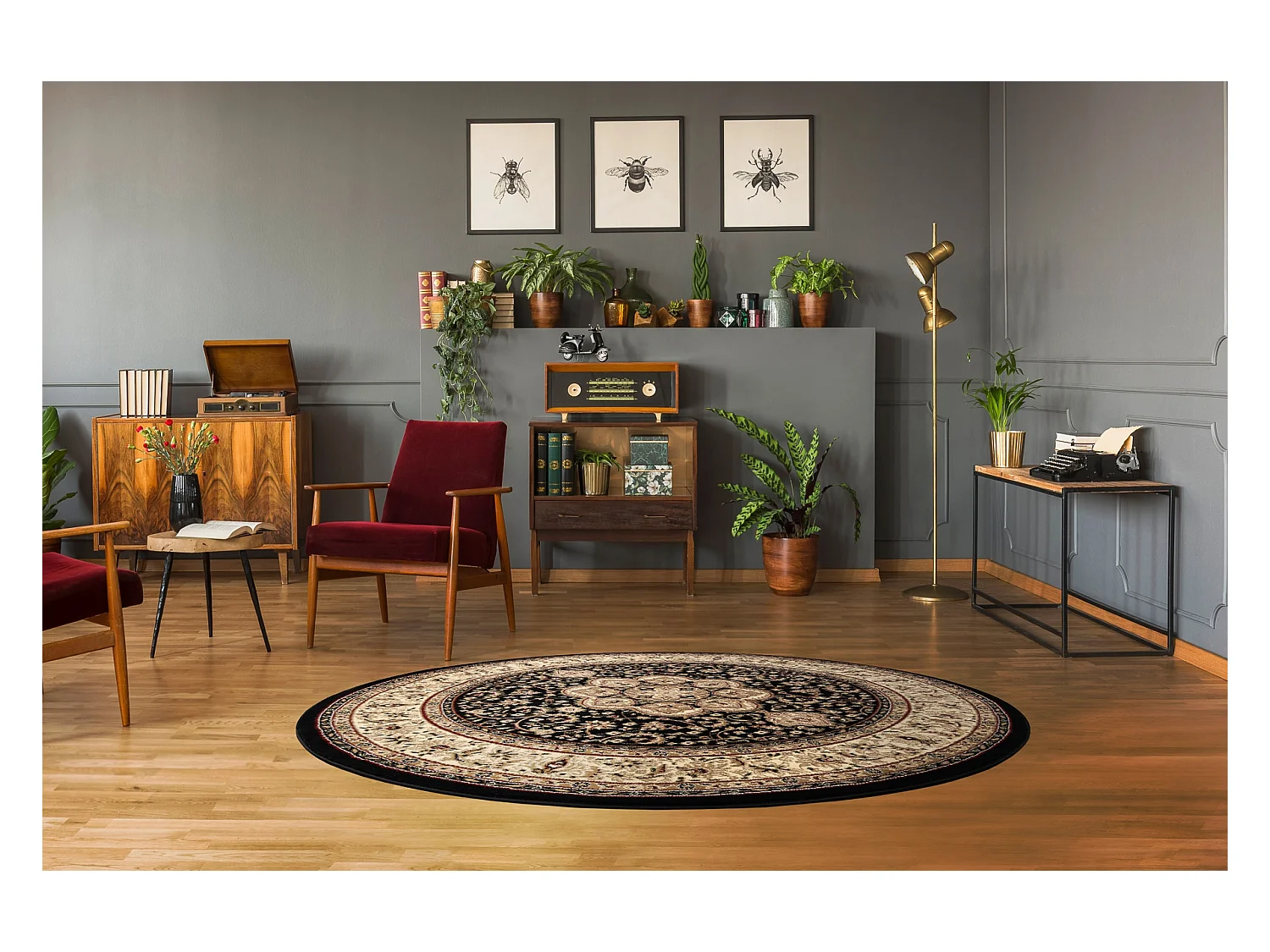Tapis ROYAL ADR cercle modèle 521 noir  cercle 200 cm