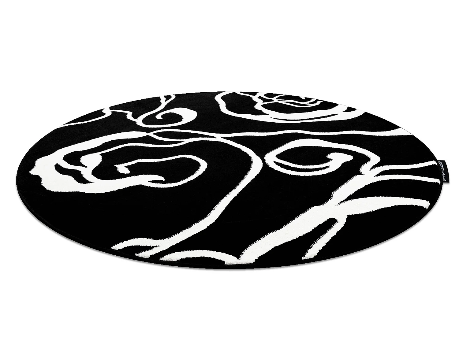 Tapijt HAMPTON Rosa rond roos, bloemen zwart cercle 200 cm