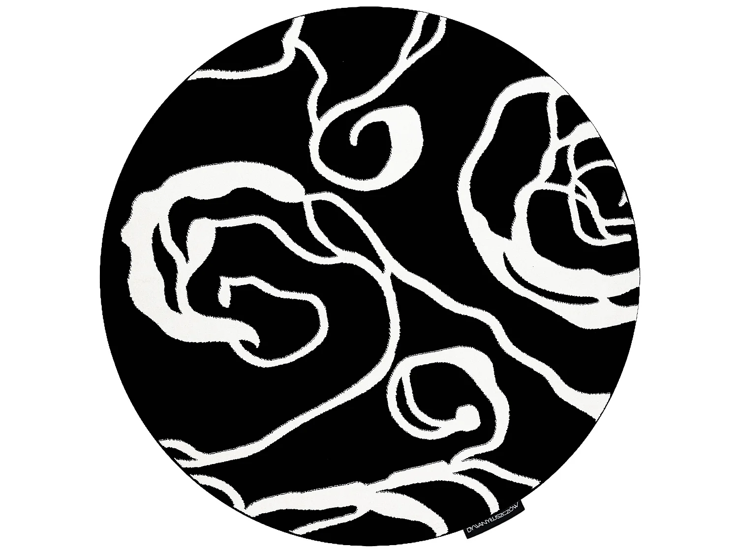 Tapijt HAMPTON Rosa rond roos, bloemen zwart cercle 200 cm