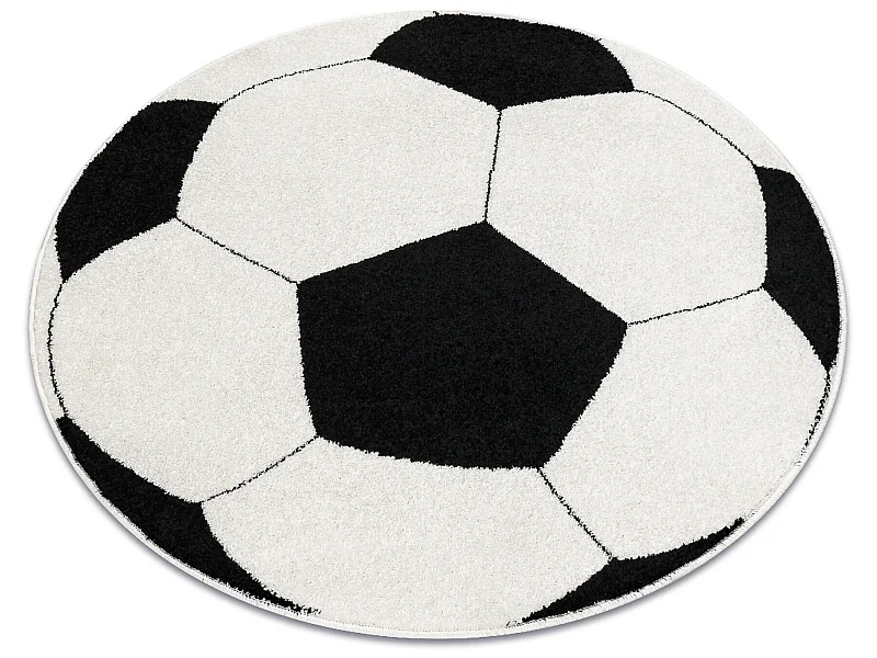 Teppich SILVER Kreis PIŁKA Fußball schwarz - weiß cercle 120 cm